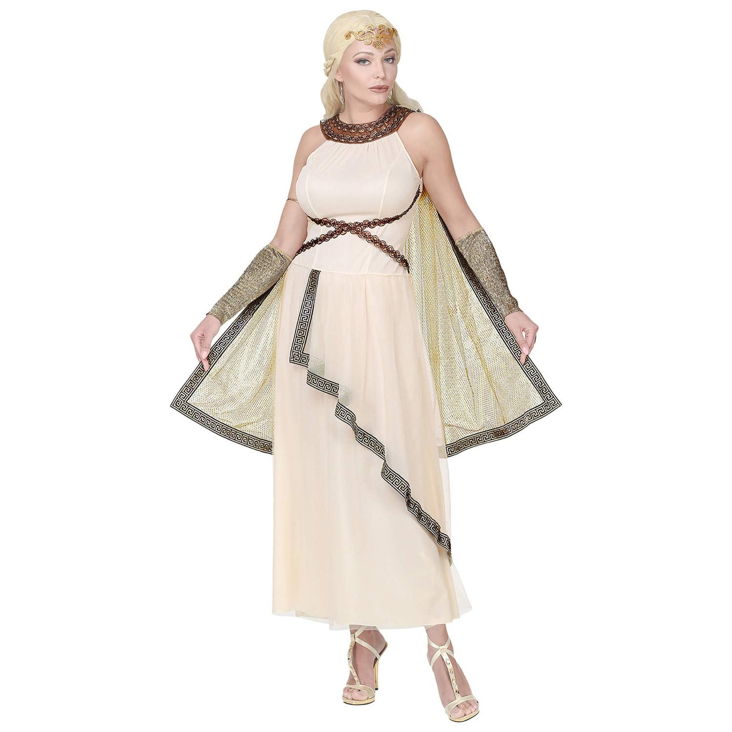 WIDMANN - Roman Goddess Costume Dress with Cape, Arm Warmers, Headpiece, Greek Goddess Ancient Queen Carnival Theme Party — image 1
