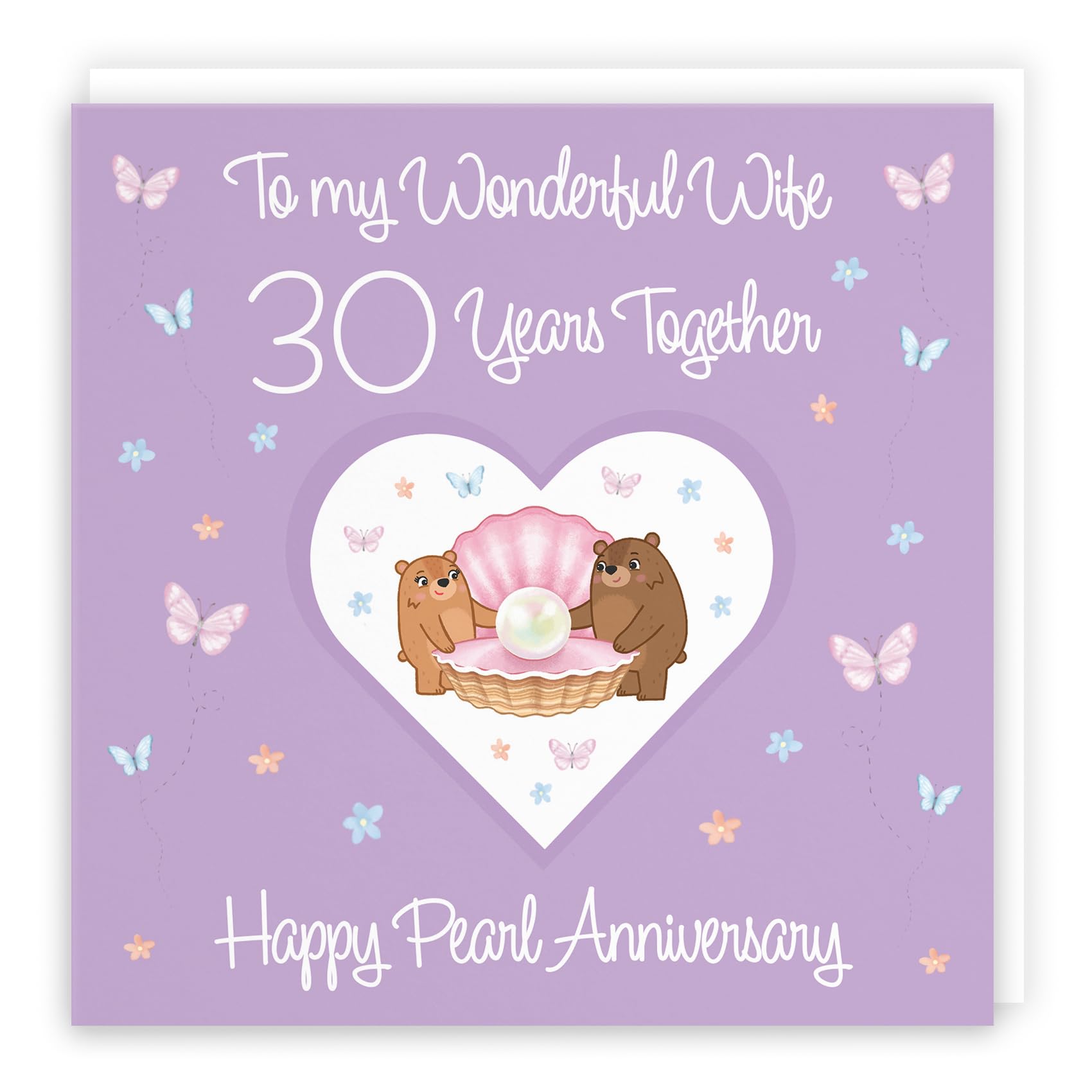 Hunts England - Wife 30th Anniversary Card - 30 Years - Pearl Anniversary - Romantic Meadows - Fun Card - 30th Anniversary Card For Wife — image 1