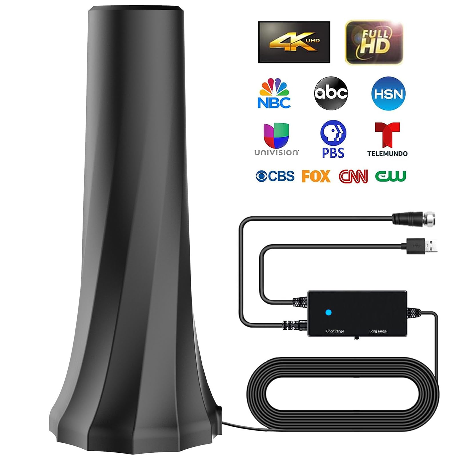 Photo 1 of 2024 Upgraded Indoor TV Antenna - 880+ Miles Range, Supports 4K 8K 1080p Fire Stick TVs - Receive All Local Channels - 20ft Coaxial Cable