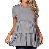 Xpenyo Women's Maternity T Shirts Short Sleeve Tiered Basic Casual Pregnancy Top
