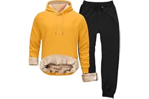 HJINGSUN Mens Sweatsuit Sherpa Lined 2 Piece Hooded Sweatshirts Set Pullover Tops Fleece Sweatpants Winter Thermal Tracksuits
