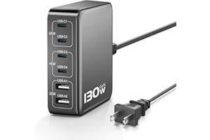 MSTJRY USB C Charger Fast Charger Block: 130W 6 Port Charging Station for Multiple Devices, Portable Desktop Laptop Charger, for MacBook Pro/Air/iPad iPhone 16 15/14/13/Pro Max/Galaxy Note