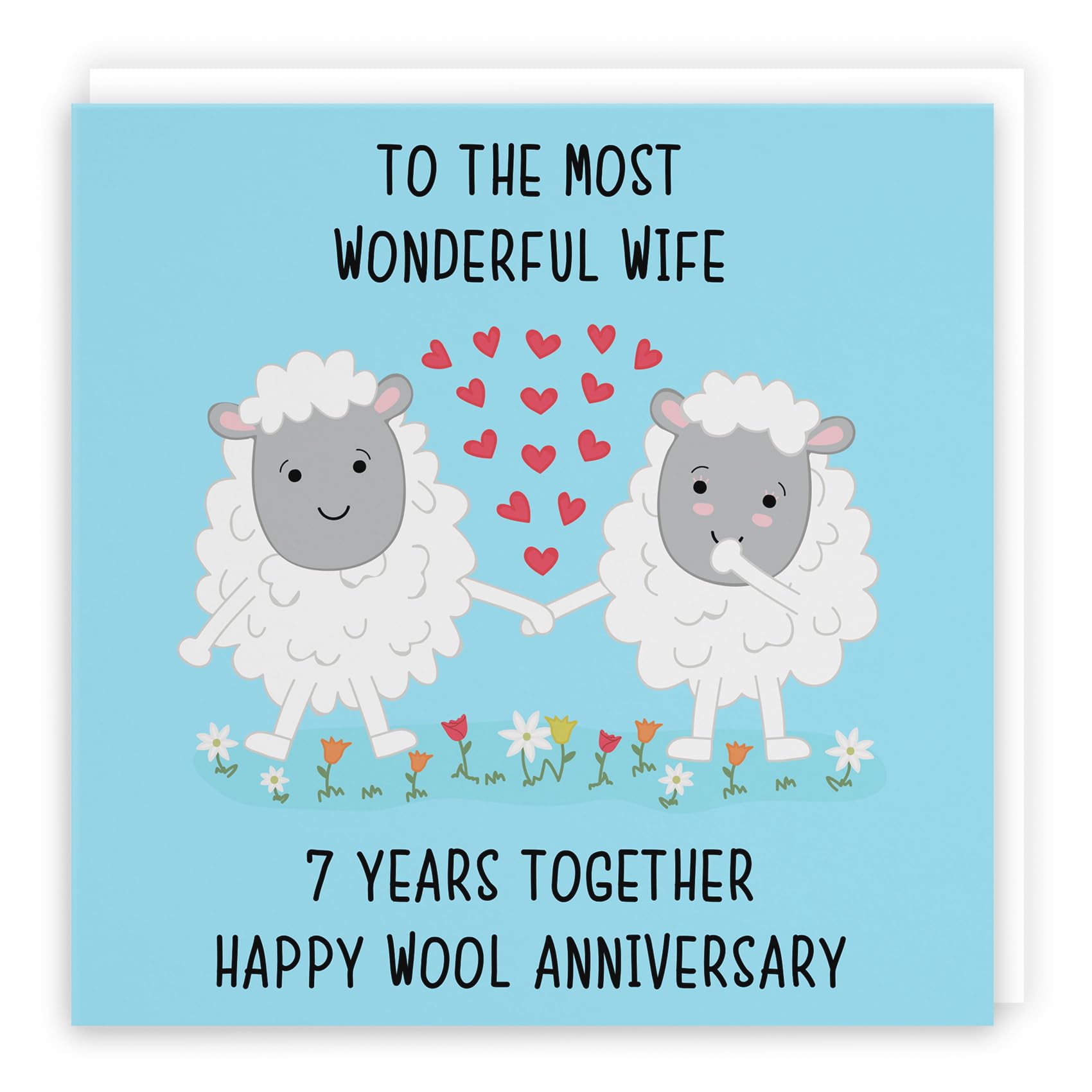 Hunts England - Wife 7th Anniversary Card - To The Most Wonderful Wife - 7 Years Together - Happy Wool Anniversary - Iconic Collection — image 1