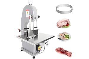 WOKYO Commercial Electric Bone Saw Machine, 1500w Beef Bone Cutting Machine Frozen Meat Cutter Cutting Bandsaw Bone Sawing Machine Butcher Saw, 0.16-7.9 Inch Cutting Thickness for Butchering Bone