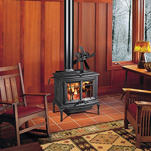 Aneil Fireplace Fan 4-Blades Heating Furnace Distribution Heat Powered Wood Burning Stove Fan Thermo-motive Winter Cold Weather (A)