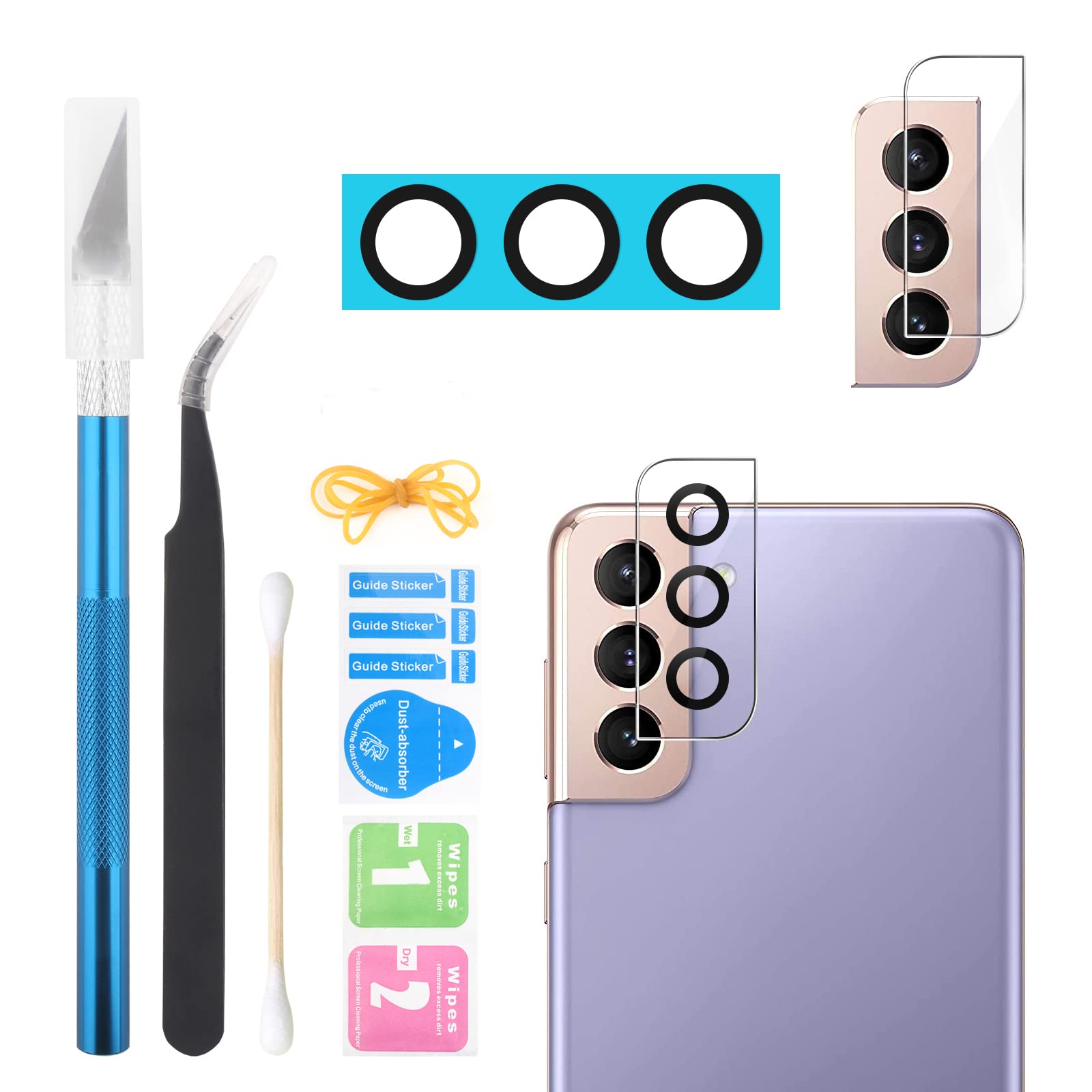 RongZy 2Pcs For Redmi 10 2022/2021 Back Rear Camera Glass Lens Replacement For Xiaomi Redmi 10 2022/2021 Camera Glass Lens Repalcement with Repair Tools