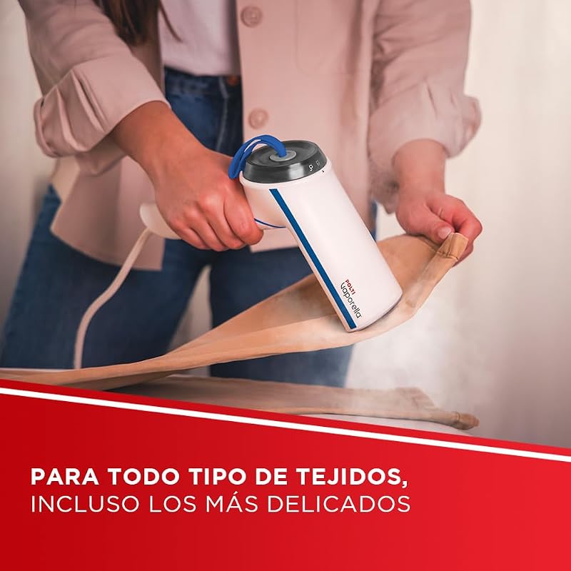 Vaporella Vertical Styler GSM50B, ferro a vapor vertical portátil para viagens, pega dobrável, aquecimento rápido 30 segundos, branco/azul