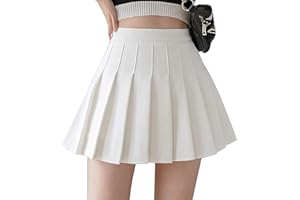 APRIDDEO Girls Women High Waisted Pleated Skirt Plain Plaid A-line Mini Skirt Skater Tennis School Uniform Skirts Lining Shorts