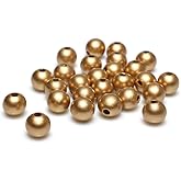 150Pcs 16mm Gold Wood Beads Colored Wooden Beads for DIY Crafts Wall Hanging Home Decor Christmas Ornaments (3.5mm Hole)