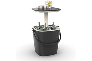 EFU 5 Gallon Outdoor Cooler Table, Portable Beer and Wine Cooler Bar with Pop-Up Table, Patio Ice Bucket for Beach, Patio, and Party Fun