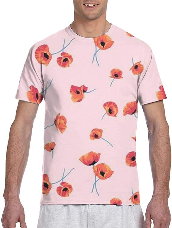 Amazon Co Jp オレンジ色の花柄 Tシャツメンズ 半袖プリント 夏 カジュアルファッション 人気 クルーネック ゆったりとしたスポーツの快適性 ユニセックス 服 ファッション小物