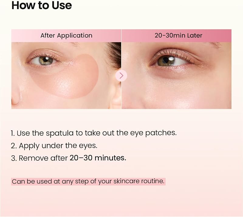 Collagen Peptide Under Eye Patches, Patchs Yeux Hydrogel aux Peptides de Collagène, Pour Cernes, Poches et Ridules, K-Beauty Coréenne, 60 Patchs