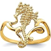JewelryWeb 14k Gold Seahorse Ring High Polish and Textured And 2-d [size 7] Ring for Women