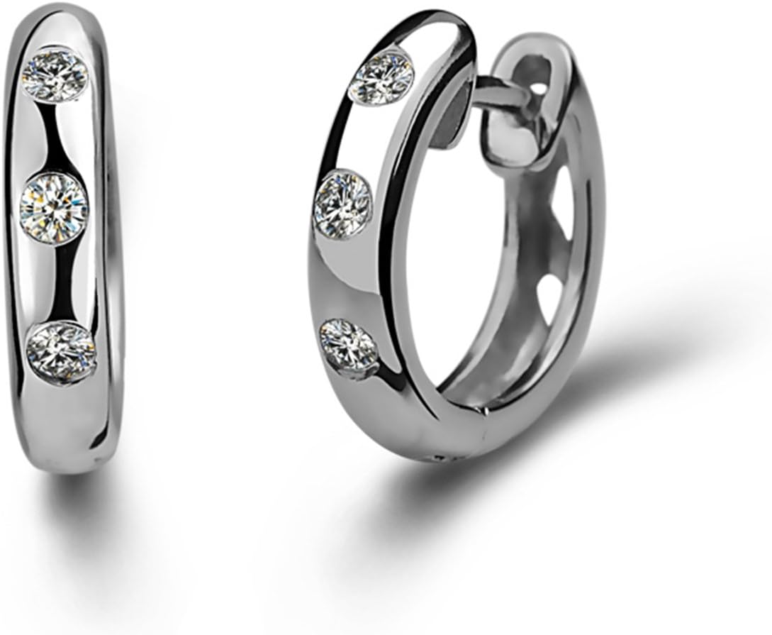 Blingery Earrings 925 Sterling Silver – Cubic Zirconia Rhinestone For Women And Girls, 13 mm