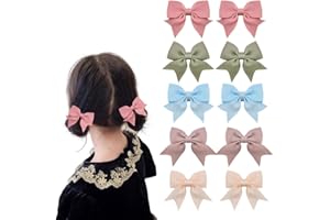 Cute Small Hair Bows Ribbon Clips Solid Color Handmade Fabric Bow Hair Clips Barrettes Hairpins for Birthday Christmas Party 