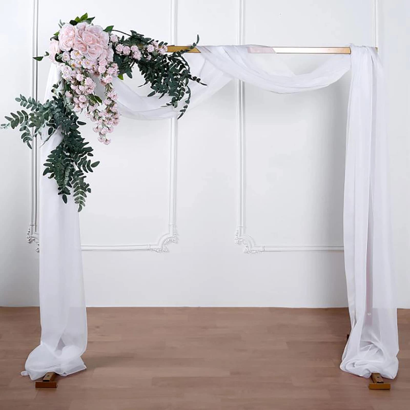 HEMEIREN Wedding Arch Drape Organza Fabric 1.3X10M Table Runner Sheer Voile Scarf Draping Panels for Wedding Backdrop Ceremony Reception Decorations (White)