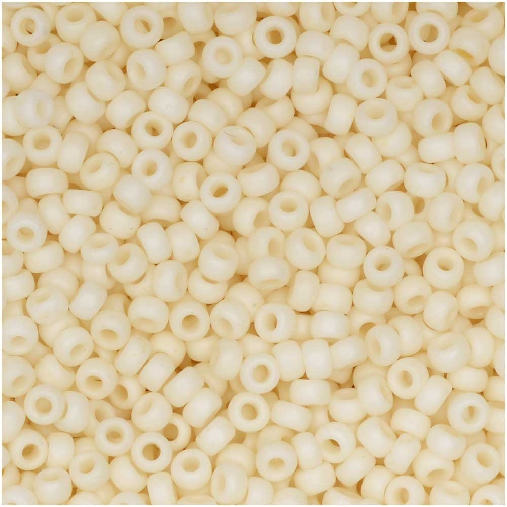 Miyuki Round Rocaille Seed Beads Size 11/0 8.5g Matte Opaque Cream by Miyuki