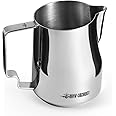 MHW-3BOMBER Milk Frothing Pitcher 450ml/15.2oz Milk Frother Cup Espresso Steaming Pitcher Stainless Steel Milk Frother Cup Barista Latte Art Round Spout Milk Jug P6001S-OS