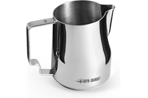MHW-3BOMBER Milk Frothing Pitcher 12oz/350ml Milk Frother Cup Espresso Steaming Pitcher Stainless Steel Milk Frother Cup Barista Latte Art Round Spout Latte Art Pitcher P7121S