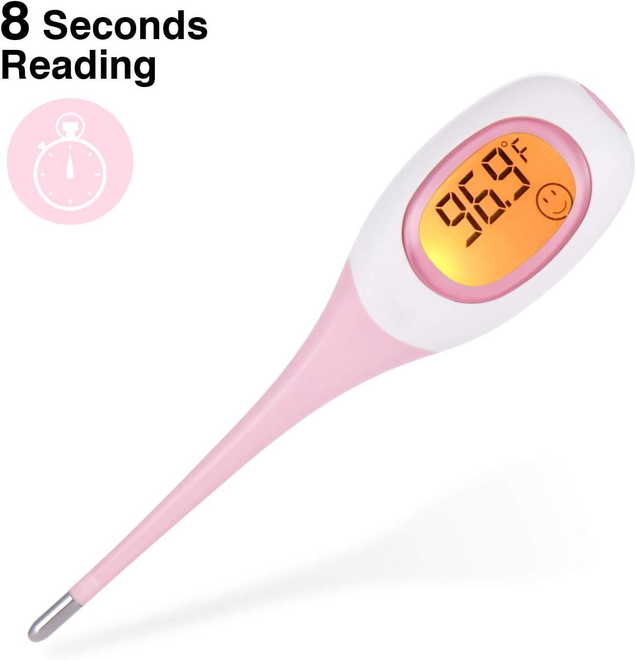 Fast Reading Thermometer, 8 Seconds Waterproof Digital Oral Thermometer with Indicator, Best Accurate Rectal Armpit Thermometer for Baby Kids and Adults