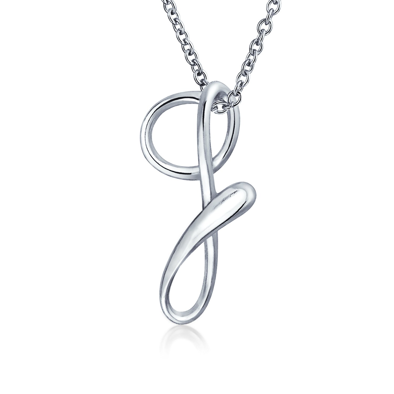 Bling Jewelry Letter G Cursive Alphabet Script Initial Pendant Necklace For Women .925 Sterling Silver 18 Inches โ image 1