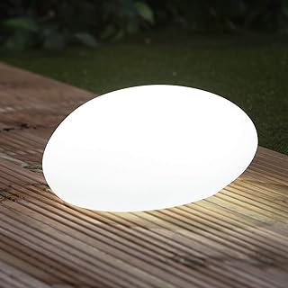 EASYmaxx Solar-Deko-Stein mit Farbwechsel | Moderne Außen-Gartenleuchte mit Fernbedienung | Solar-Kugel-Lampe für In- und Outdoor | Wasserfest nach IP67