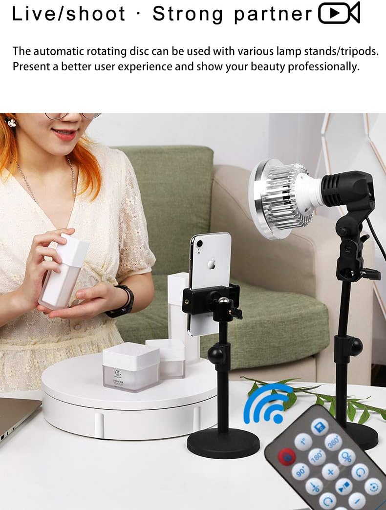 automatic electric revolving shoe rack on Amazon Com Jayegt Motorized Rotating Display Stand 8 66inch 110lb Load 360 Degree Electric Rotating Turntable For Photography Products Display Jewelry Model Remote Control Turntable Power Supply White Home Kitchen