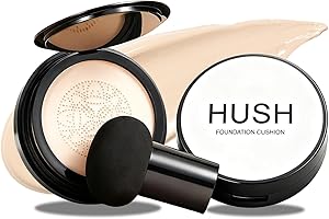 HUSH MAKEUP Foundation for Older Women | Warm - Perfect for Light/Medium Complexions | Mushroom Head Air Cushion CC Cream - BB Cream Foundation for Mature Skin | Makeup Concealer Long Lasting Full Coverage