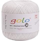 Golo Crochet Thread Size 30 for Tatting &amp; Crocheting - White Yarn 10-5200