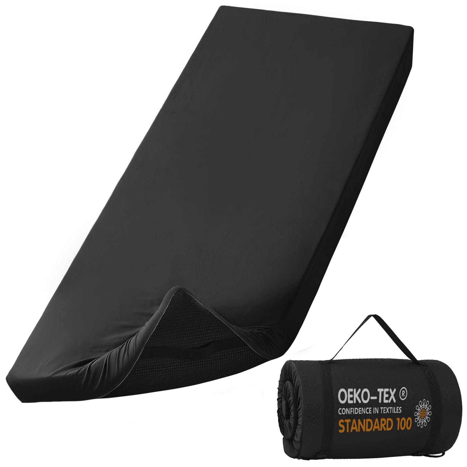 Photo 1 of CYMULA Memory Foam Camping Mattress Pad 2 Inch Thick Portable Floor Sleeping Mat Sleepover Guest Bed Roll up Mattress for Indoor Outdoor Travel with Bag(Single 75 * 30 * 2")