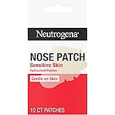 Neutrogena Nose Acne Patches for Sensitive Skin, Hydrocolloid Acne patches for Overnight Wear, Reduces the Look of Blemishes in 6-8 Hours, Gentle Non-Medicated Patches, 10 ct