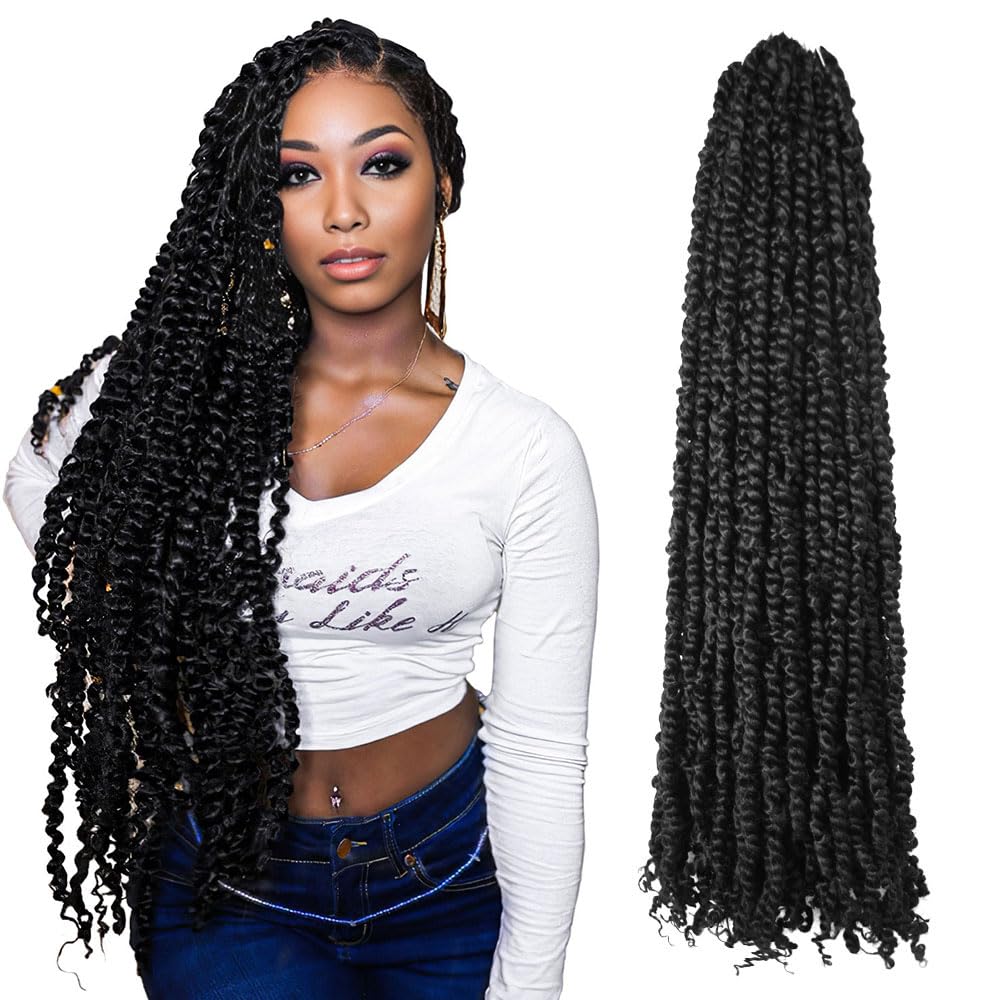 KAVSORAPI Passion Twist Hair,30 Inch Passion Twist Braiding Hair,Long Pre Looped Crochet Twist Jumbo Pre-twisted Two Strand Braids 8 Packs (1B/Natural Black) Image