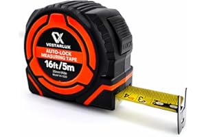 VESTARLUX AutoLock Tape Measure Heavy Duty Self-Locking Measuring Tape with Multi-Catch Hook, 1-Inch Wide Blade Dual Scale Im