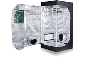 CDMALL 24''x24''x48'' Mylar Hydroponic Grow Tent with Observation Window and Floor Tray for Indoor Plant Growing