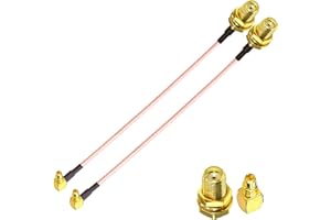 TUOLNK 2PCS SMA to MMCX Coax Cable, SMA Female to MMCX Male Right Angle 90 Degree Extension Coax Cable 6inch(15cm) Extender for Antenna, Radios
