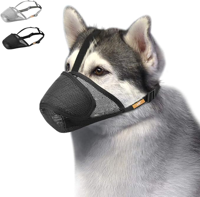 Petburg Dog Muzzle Mesh with Overhead Strap, No Lick Dog Mask Mouth