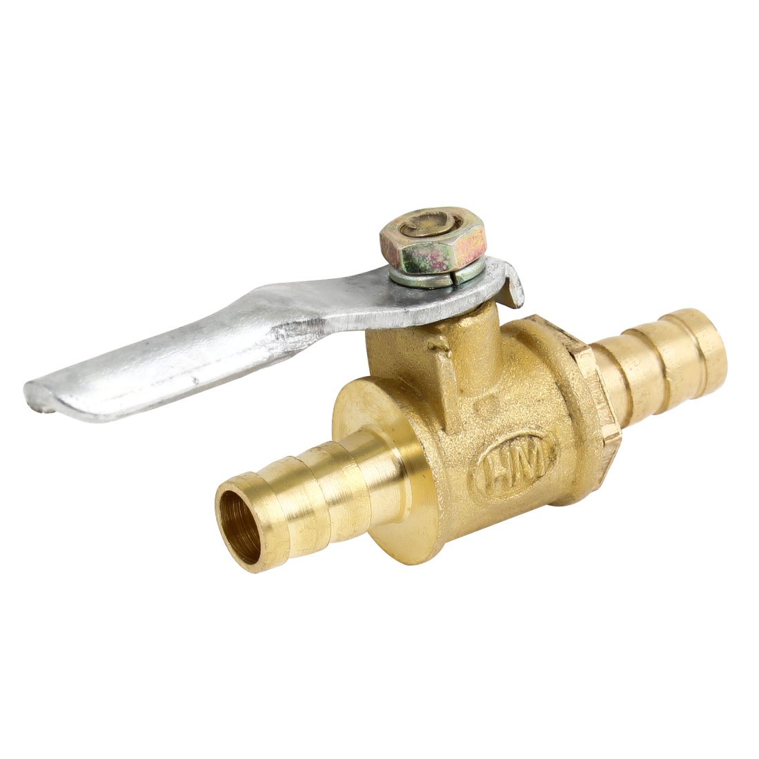 Sourcingmap Ball Valve Shut-Off Valve, 8mm Hose Barb to 8mm Hose Barb, Hose Pipe Tube Fittings, 90 Degree Operation Handle, Metal Valve, Pack of 1