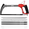 AIRAJ 12" Hack Saw for Metal, Hacksaw Frame Set With 7 Professional Hand Saw Blades of Replaceable, Two Sawing Angles (45°/90°) Metal Saw, WoodSaw,Hacksaw for Metal/Wood/Tree/PVC/Meat Sharp Cutting