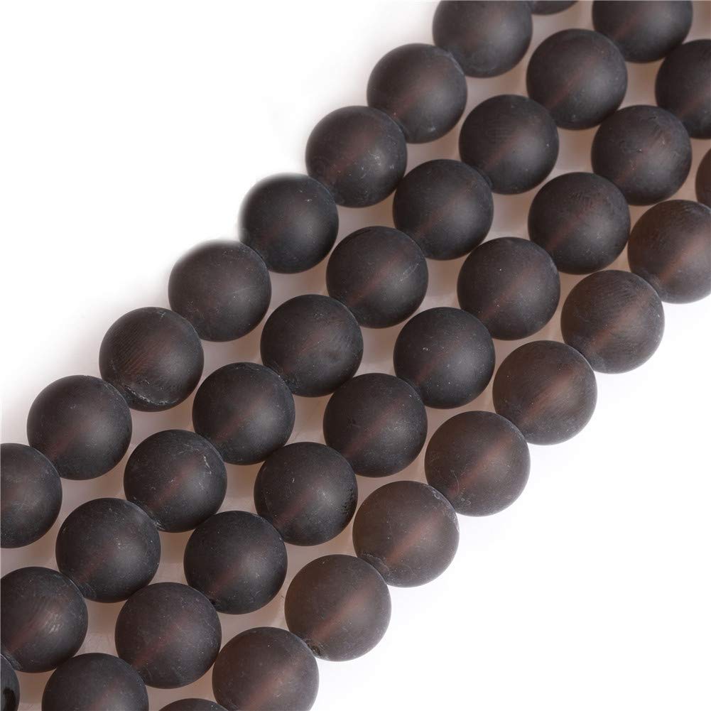 SHGbeads 10mm Frost Matte Brown Smoky Quartz Crystal Semi Precious Gemstone Round Loose Beads for Jewellery Making DIY Handmade Craft Supplies 15"