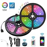 WiFi LED Strips Lights 32.8FT,IP65 Waterproof Smart LED Strip Kit RGB LED Strip Lights Music Sync, Voice Control Compatible with Alexa Echo, Google Assistant, Decoration for Home Garden Party Bar