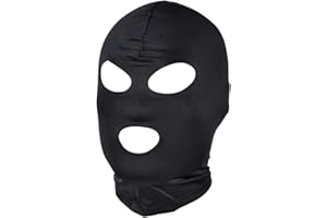 Dzrige Full Cover Zentai Hood Mask Elastic Black Breathable Open Eyes Open Mouth Mask Halloween Cosplay Costume Hood Unisex Headgear