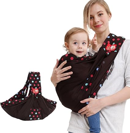Angelparty Echarpe De Portage Porte Bebe Bebe Enrouler Ete Respirante Reglable Simple Epaule Elingue Dots Concevoir Convient Pour 0 24 Mois Bebes Marron Amazon Fr Bebes Puericulture