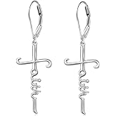 925 Sterling Silver Infinity Love of God Simple Dainty Faith Cross Dangle Earrings Religious Gift for Women