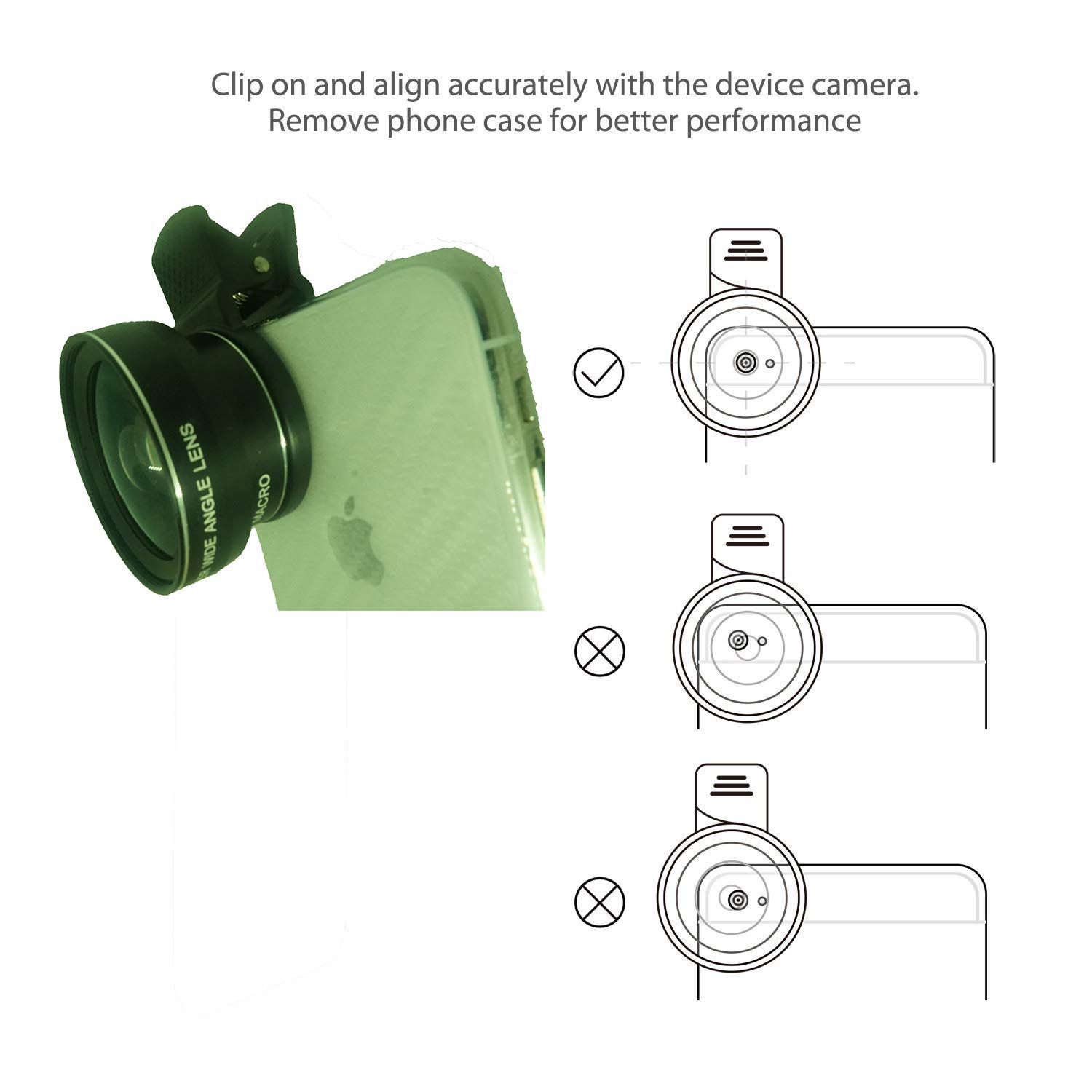 PIANUO Pro Lens Kit for iPhone and Android 0.45X Super Wide Angle Lens & 12.5X Macro Lens 2 in 1 HD Cell Phone Camera Lens Kit for iPhone X 8 7 6S 6S Plus 6 5S Samsung Android Smartphones