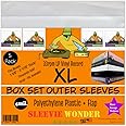 XL Box Set Sleeves (5) + Flap 4mil Thick Strong USA Polyethylene Plastic for 33rpm LP Vinyl Record Album Boxset (+1 Free Dj Sticker)