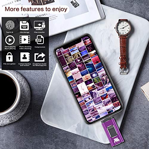 iOS Flash Drive for iPhone Photo Stick 256GB KEAINIKJ Memory Stick USB 3.0 Flash Drive Thumb Drive for iPhone iPad Android and Computers (purple-256gb) - Thumbnail 2