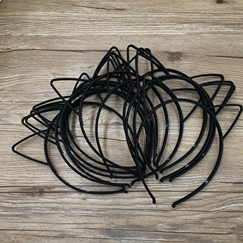 XIMA 12pcs Black Color Cute ABS Plastic Girls Cat Ears Headband Girls Head Band Baby for Children Accessories (Black-Cat Ear)
