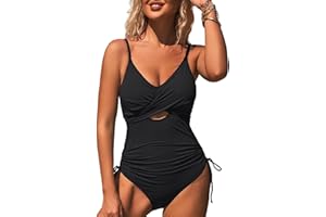 SOCIALA Ribbed One Piece Swimsuit Women Tie Side High Cut Bathing Suit Sexy Twist Front Push Up Monokini Swimwear