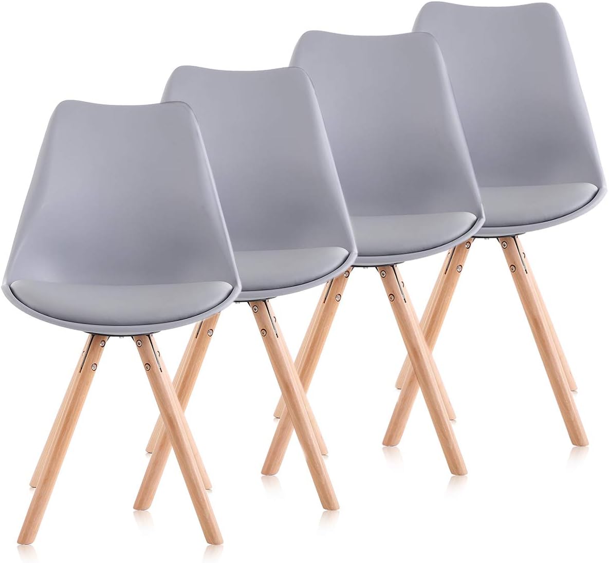 Makika Design Chair Retro Dining Style Kitchen Chair Office Chair Modern Lounge Chair with Backrest Set of 4 MOOL in Grey with Backrest