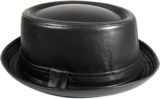 brown leather pork pie hat